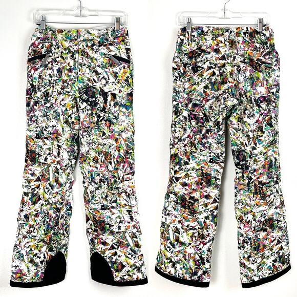 Spyder Thinsulate Ski Pants Snowbaord Slopes Colorful Splatter Girls 18 - Picture 1 of 9